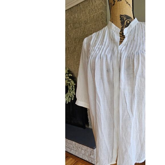 Vince Gauze Sheer White Front Pleated Feminine Sexy Blouse, 3/4 Sleeve Sz S - Picture 6 of 12